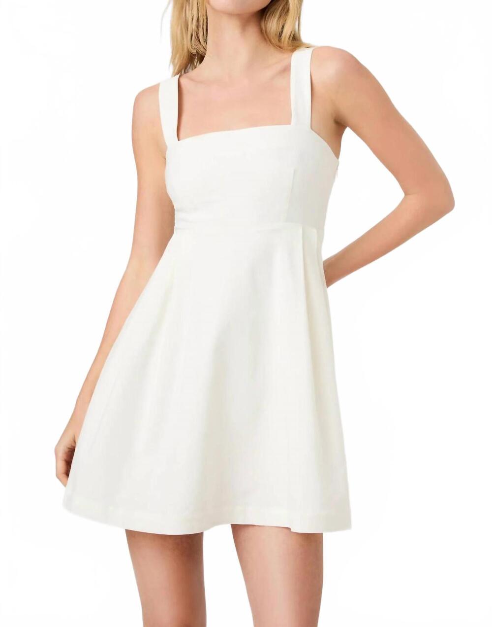 NEW FRENCH CONNECTION aspen linen babydoll dress in summer white